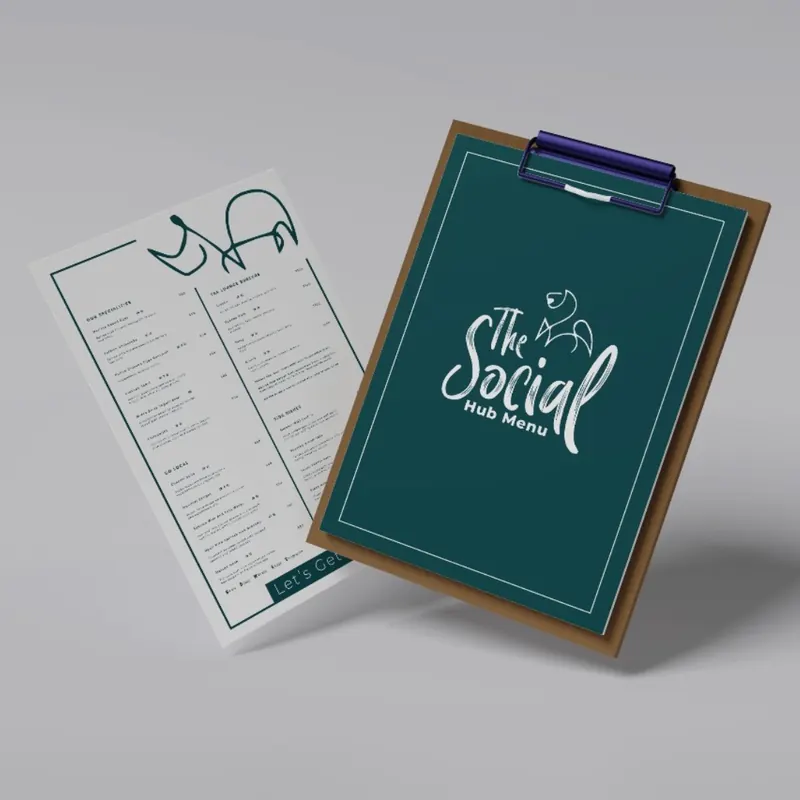 Social Hub: Branding, Menu design